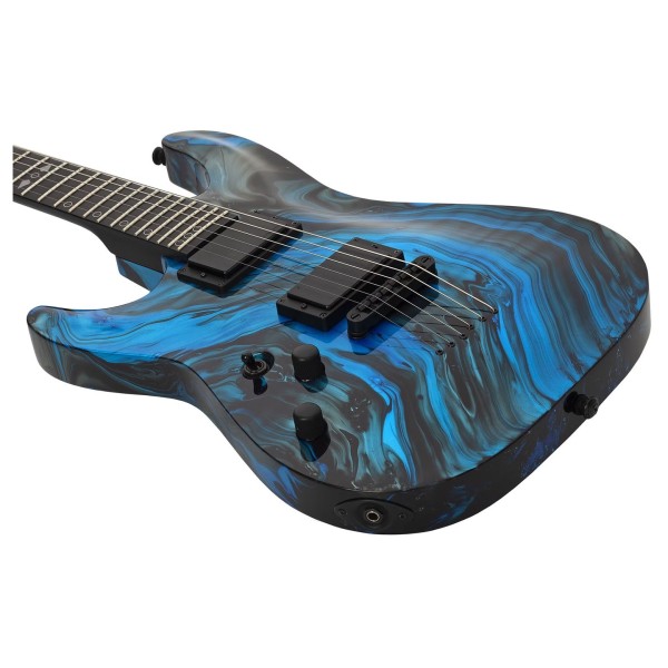 Schecter C-1 Hydro Dip Left Handed Electric Guitar, Midnight Tide - body