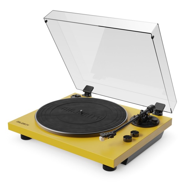 Majority Stylo Bluetooth Turntable, Yellow - Angled