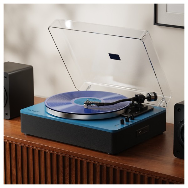 Folio Bluetooth Turntable, Blue - Lifestyle