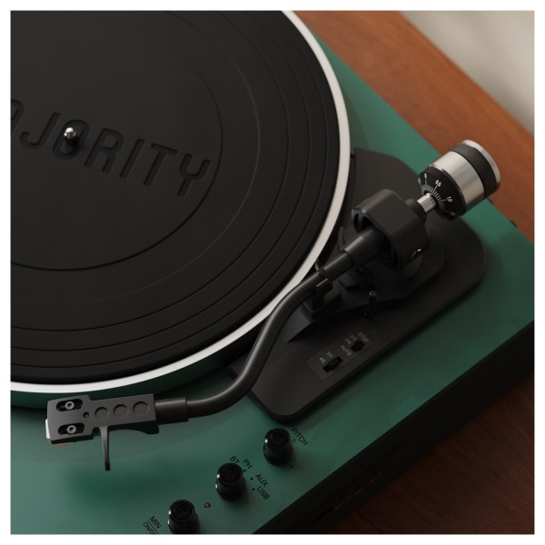 Majority Folio Bluetooth Turntable, Green - Detail Image, tonearm