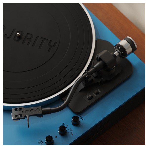 Majority Folio Bluetooth Turntable, Blue - Detail Image, Tonearm
