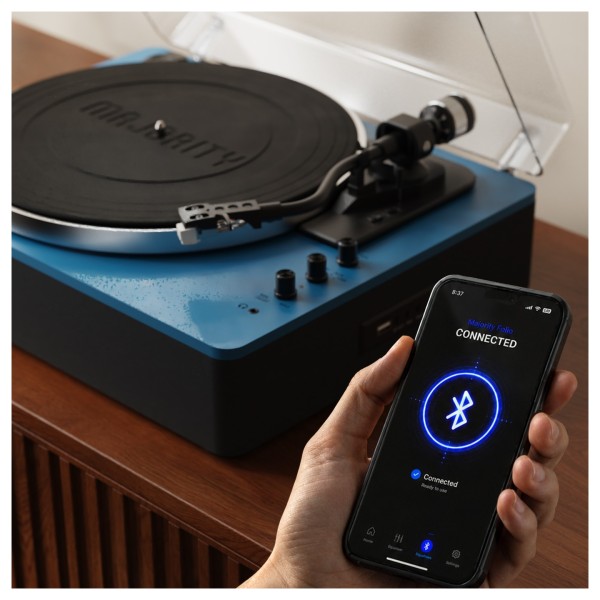 Majority Folio Bluetooth Turntable, Blue - Tech image, Bluetooth built-in