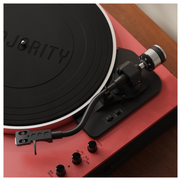 Majority Folio Bluetooth Turntable, Red - Detail Image, Tonearm