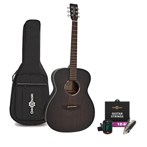 Tanglewood TWBB O Blackbird Folk Acoustic, Smokestack Black Satin with Accessory Pack