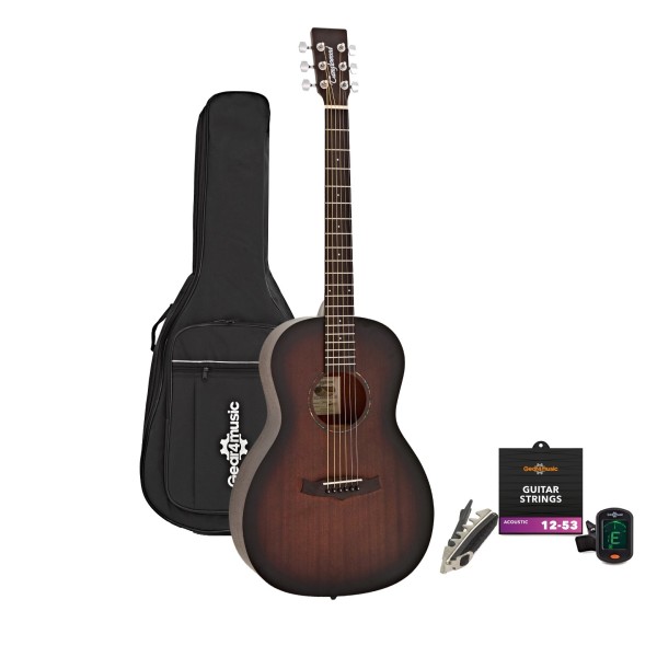 Tanglewood TWCR P Crossroads Parlour Acoustic, Whiskey Burst with Accessory Pack