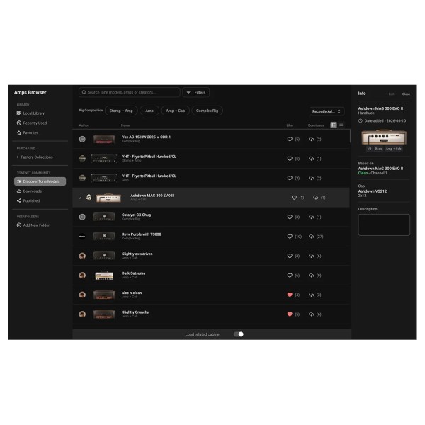 IK Multimedia ToneX 2 Max - Amp Browser