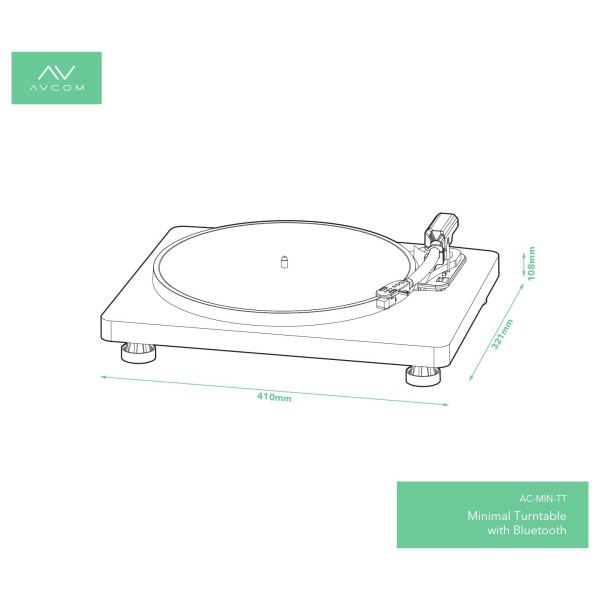 AVCOM Minimalist Turntable with Bluetooth Output, Black
