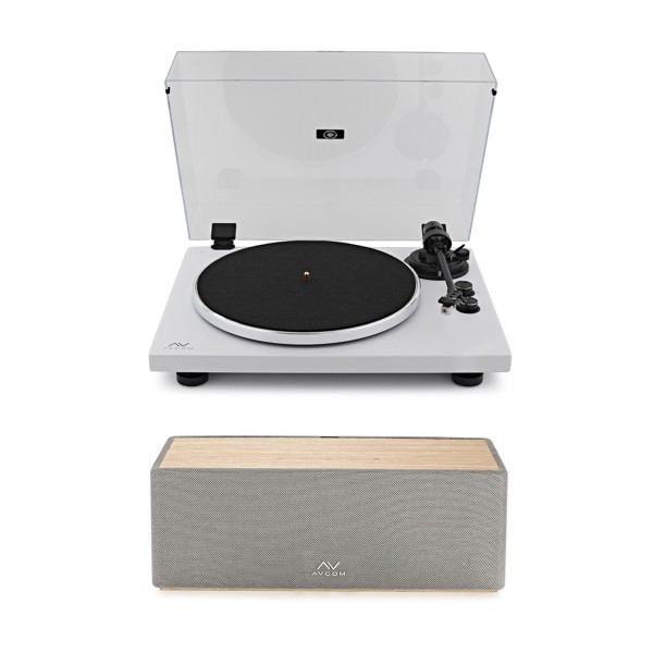 AVCOM 2.0 Active Speaker Turntable System with Audio-Technica Stylus, Oak & White