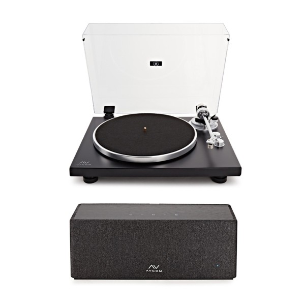 AVCOM 2.0 Active Speaker Turntable System with Audio-Technica Stylus, Black