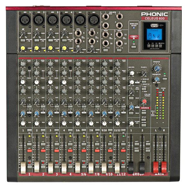 Phonic Celeus 600 Analog Mixer with USB Recorder and Bluetooth