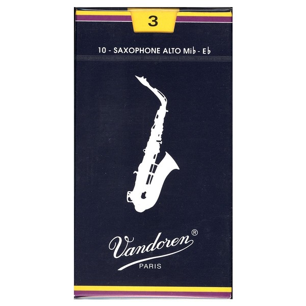 Vandoren Traditional Alto Saxophone Reeds, Strength 3, Box of 10