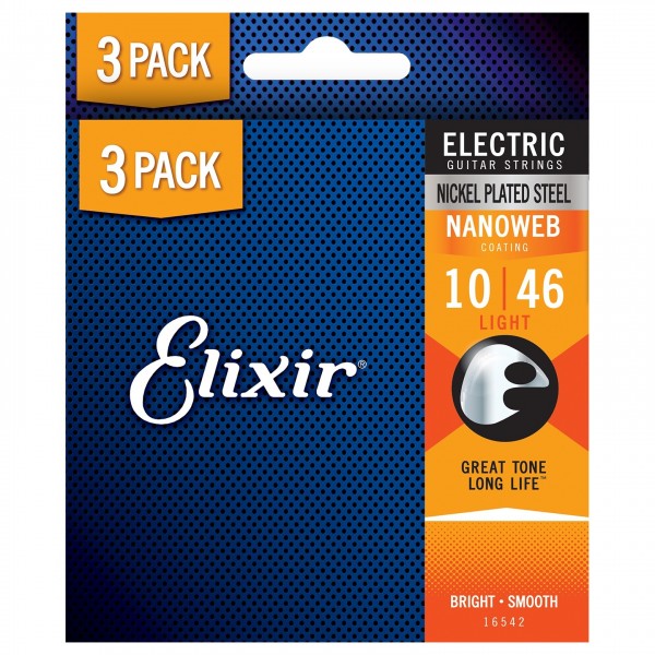 Elixir E16542 Nanoweb Light Strings, 10-46 3 for 2 