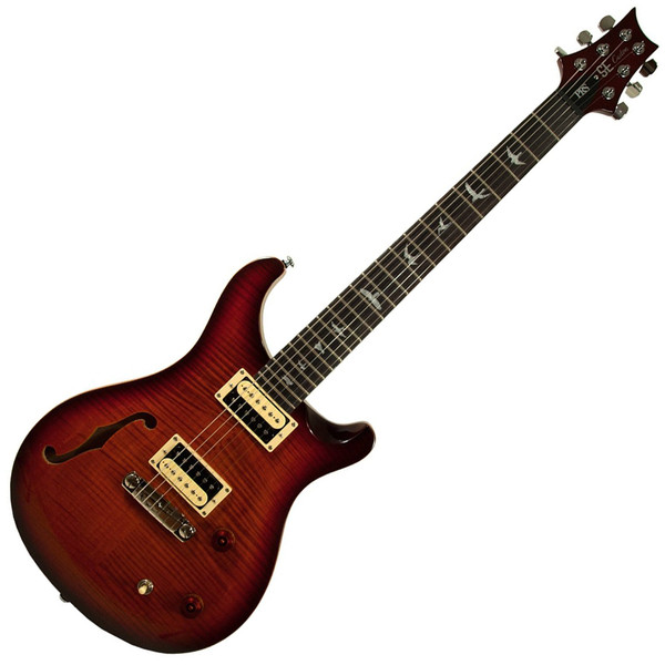 PRS SE Custom 22 Flame Maple Semi Hollow, Dark Cherry Sunburst