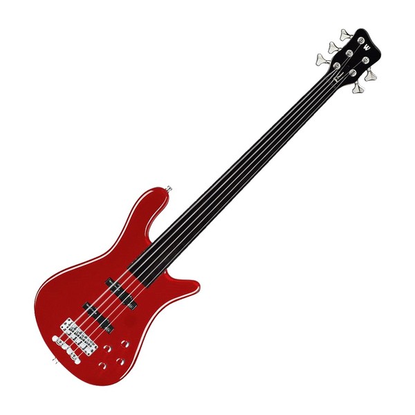 Warwick Rockbass Streamer LX 5-String Bass, Fretless, Metallic Red
