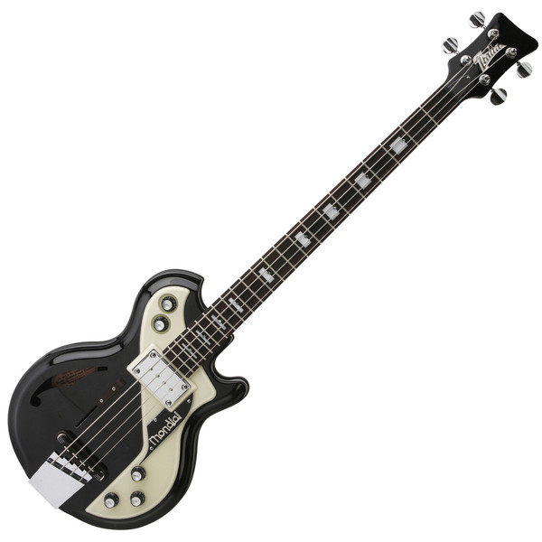 Italia Mondial Classic Bass Guitar, Black with Gig Bag