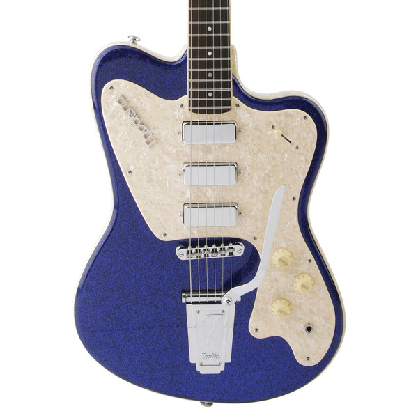 DISC Italia Modena Classic Electric Guitar, Blue Sparkle with Gig