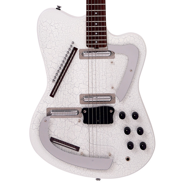 DISC Italia Modena Electric Sitar, White Crackle with Gig Bag at