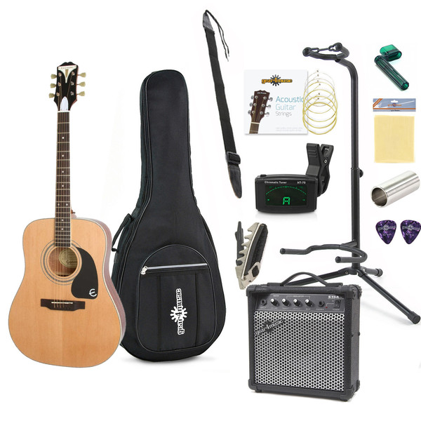 Epiphone Pro-1 ULTRA Beginners Electro Acoustic Guitar Pack, Natural - Bundle
