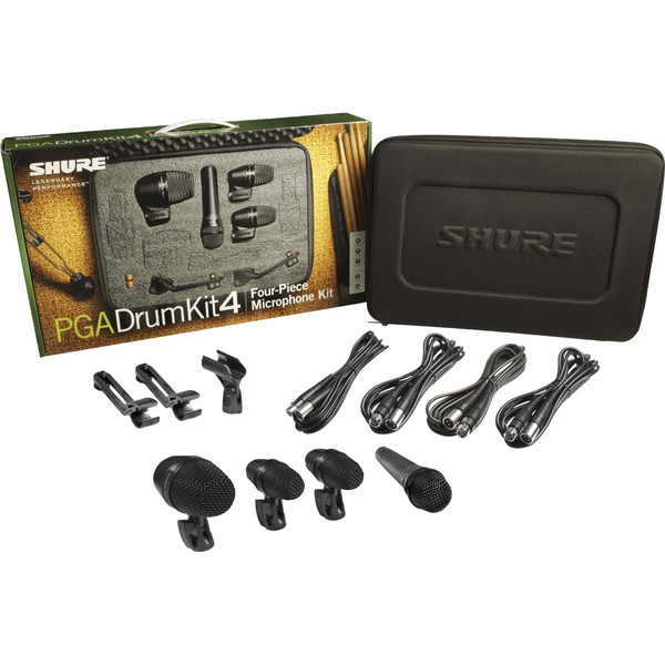 Shure PGADRUMKIT4 Drum Microphone Kit, 4 Piece - Full Package
