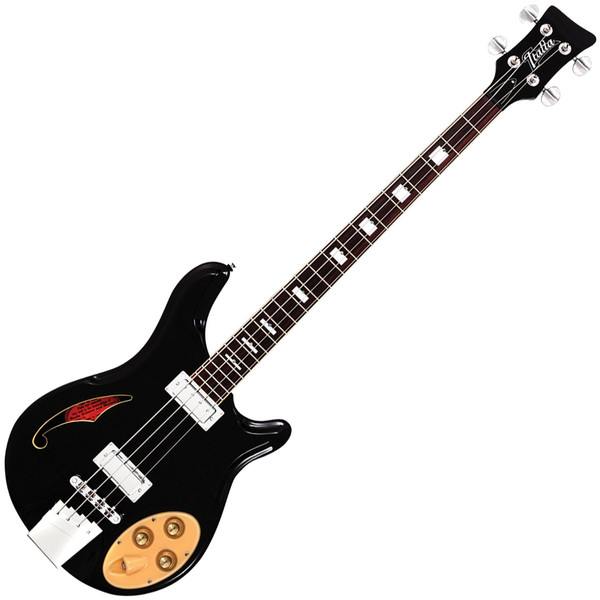 Italia Rimini 4 Bass Guitar, Black with Gig Bag