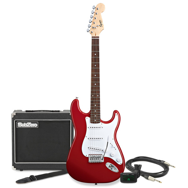 Squier By Fender Bullet Stratocaster Red+ SubZero SZ1250 Bundle