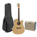 Deluxe Dreadnought Guitar and 25w SubZero Amp Pack, Birds Eye Maple