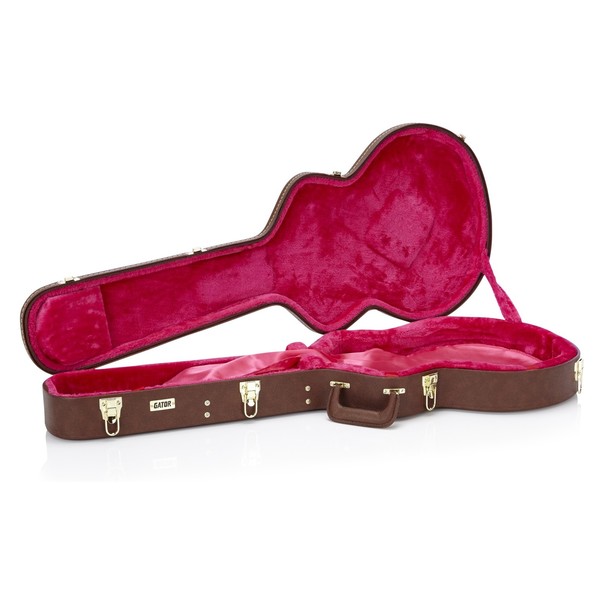 Gator GW-335-BROWN Deluxe Semi-Hollow Electric Guitar Case, Open