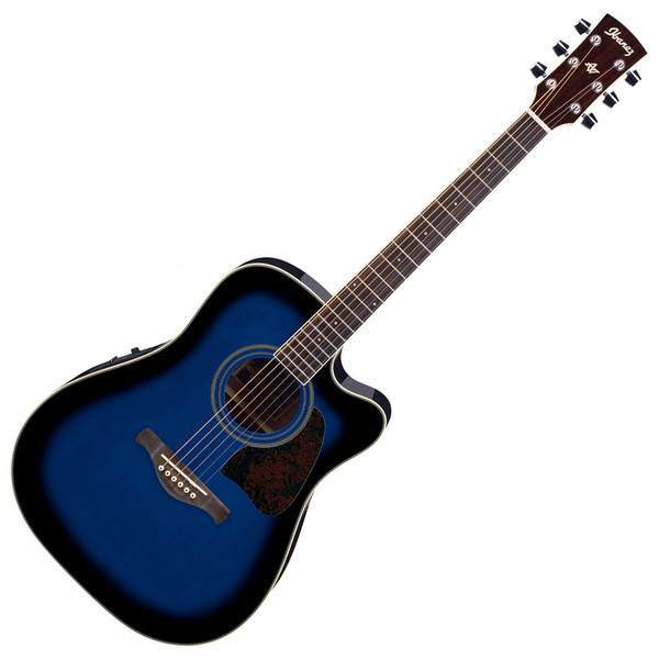 Ibanez AW70 Electro-Acoustic Artwood Guitar, Trans Blue Sunburst