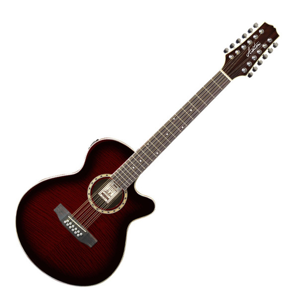 Ashton SL29/12CEQ 12 String Electro Acoustic Guitar, Wine Red Burst