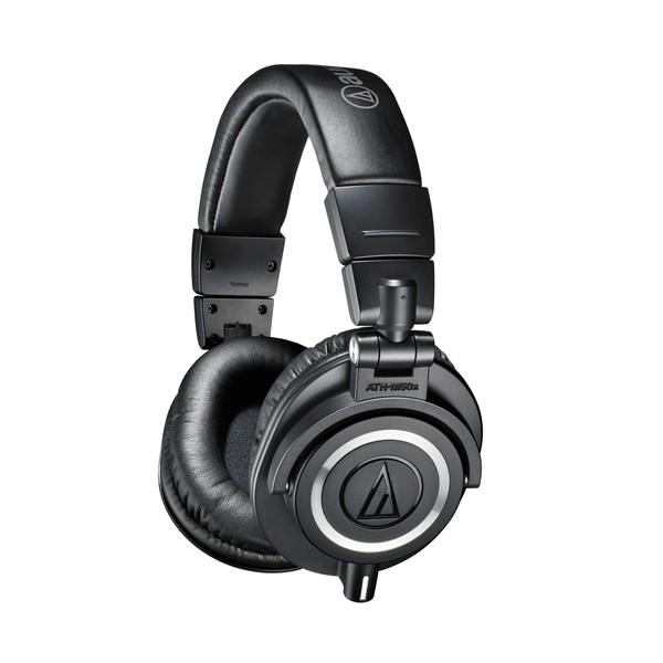 Audio Technica ATH-M50x Headphones, Black, Angled
