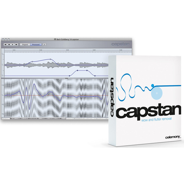 Celemony Capstan Wow And Flutter Removal Software - Box And Screenshot