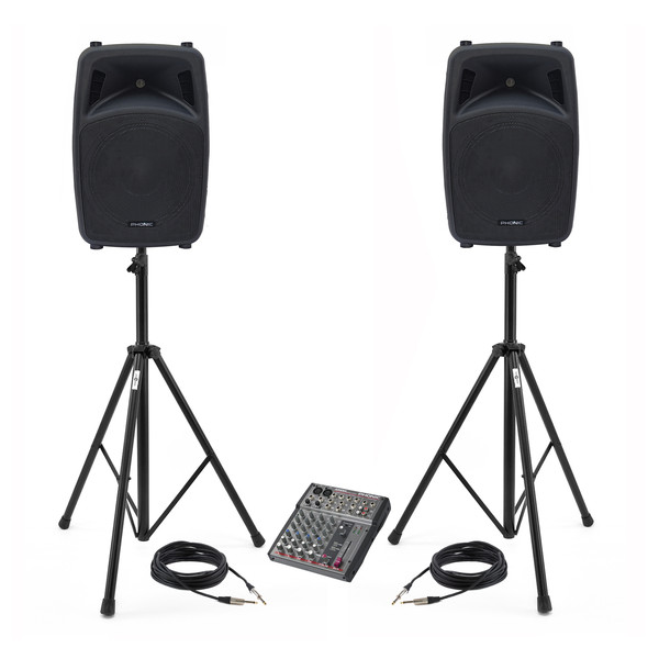 Phonic PA System with Active Speakers and Mixer