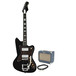 Silvertone 1478 Electric Guitar + SubZero Tube 5 Amp Pack, Black