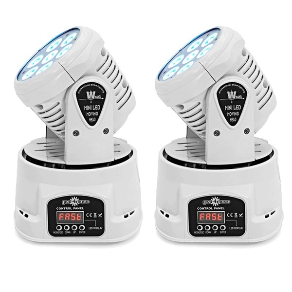 7 x 10w Mini LED Moving Head Light by Gear4music, White