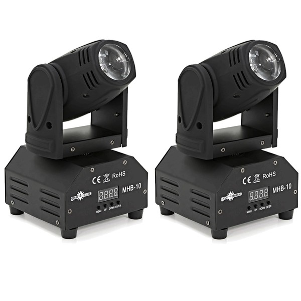 10W Mini Moving Head Beam Light Twin Pack by Gear4music