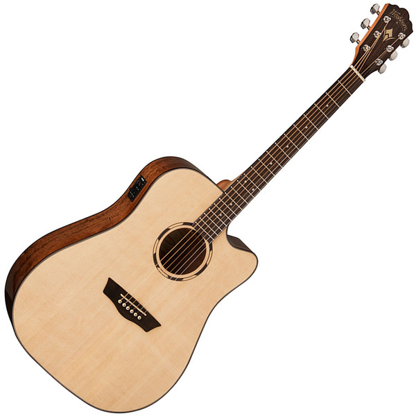 Washburn WLD10SCE Dreadnought Electro Acoustic Guitar, Natural