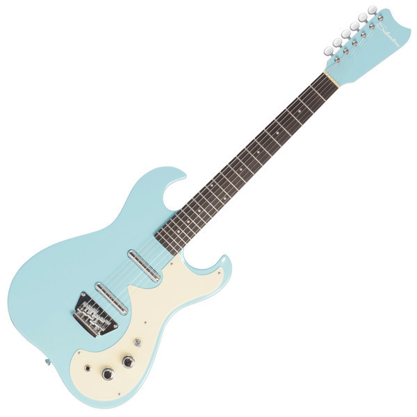 Silvertone 1449 Electric Guitar + SubZero Tube-20R Pack, Daphne Blue