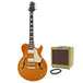 Greg Bennett Royale RL-3 Guitar + SubZero V35RG Amp Pack, Amber