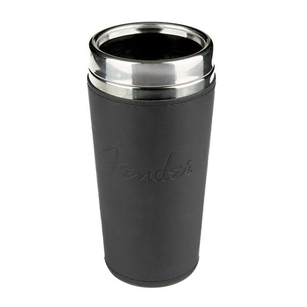 Fender Blackout 16oz Travel Mug, Black Leather