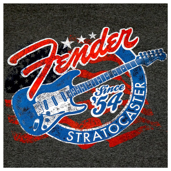 Fender Patriotic Stars 'n' Stripes Stratocaster T-Shirt, Grey, Medium