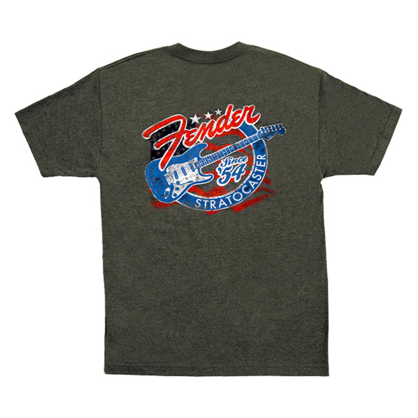 Fender Patriotic Stars 'n' Stripes Stratocaster T-Shirt, Grey, XXL