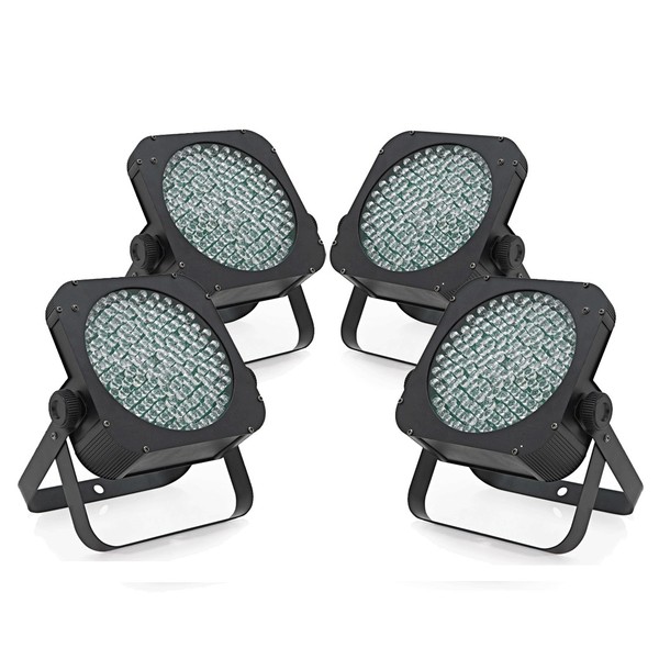 144 x 10mm Flat LED Par Can Four Pack by Gear4music
