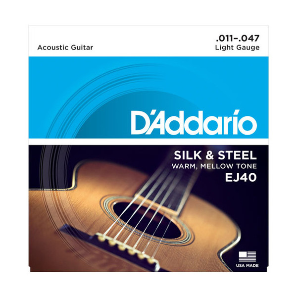 D'Addario EJ40 Silk & Steel Acoustic Guitar Strings, 11-47