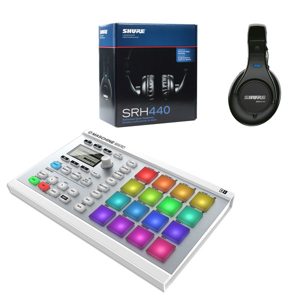 Native Instruments Maschine Mikro MK2, White And Fostex Headphones - Bundle