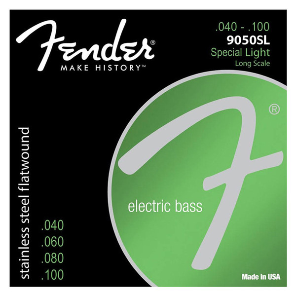 Fender 9050SL Stainless Steel Flatwound Bass Guitar Strings, 40-100