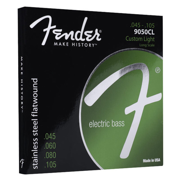 Fender 9050CL Stainless Steel Flatwound Bass Guitar Strings, 45-105