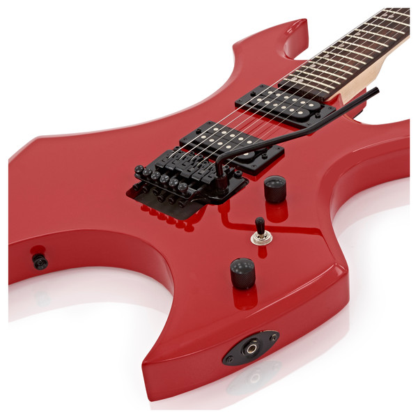 DISC Harlem X Electric Guitar + Case by Gear4music, Red at DISC Harlem X Electric Guitar + Case by Gear4music, Red at