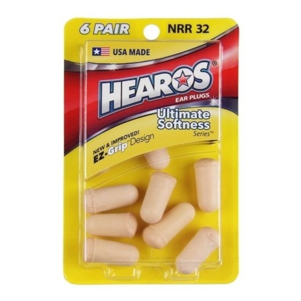 Hearos Ultimate Softness Re-Useable Foam Ear Plugs (6 Pairs)