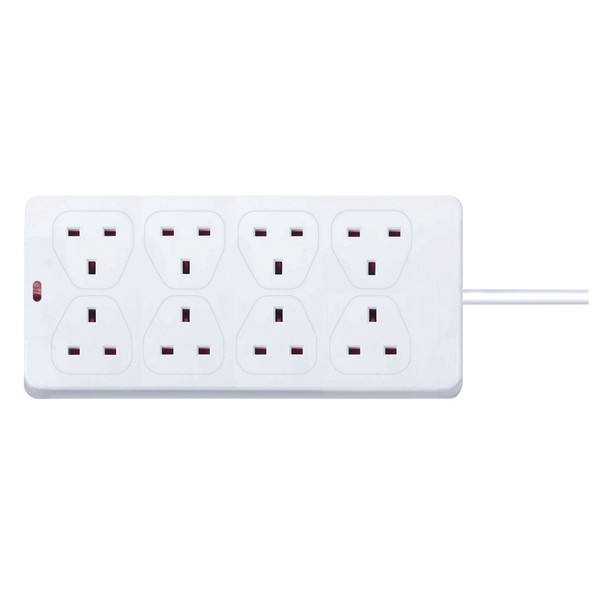 Eagle 8 Gang UK 13A 2m Extension Lead, White