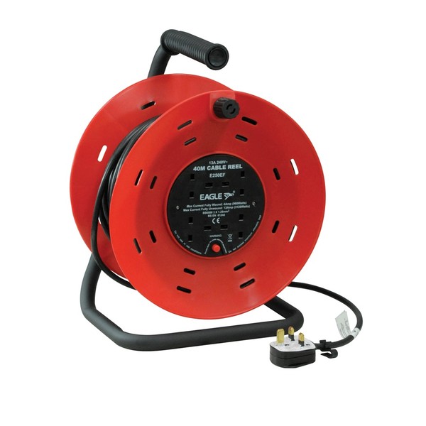 Eagle 4 Gang UK 13A Extension Reel, 40m